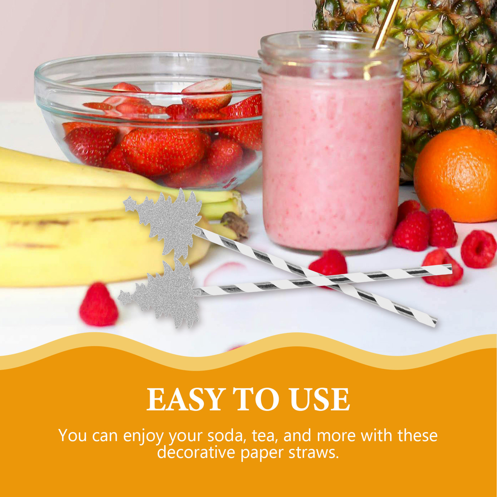 Paper Straw Color - 25 stuks kerstboom wegwerp papieren rietjes