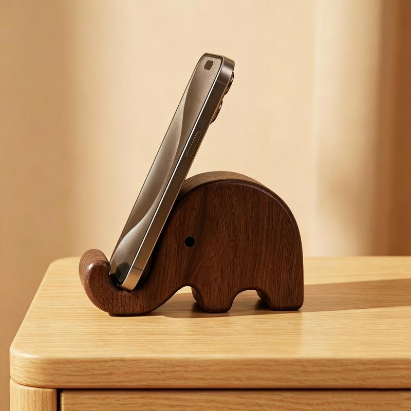 Event Support - Eenvoudige telefoonstandaard van massief zwart walnoot