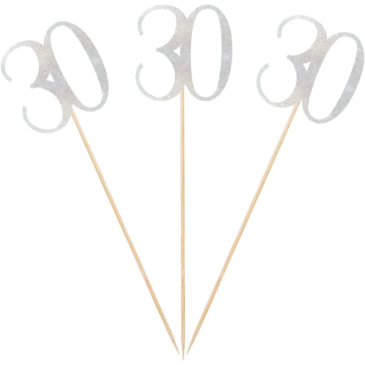 Centerpiece Stick - 9 stuks zilveren glitter 30e verjaardag