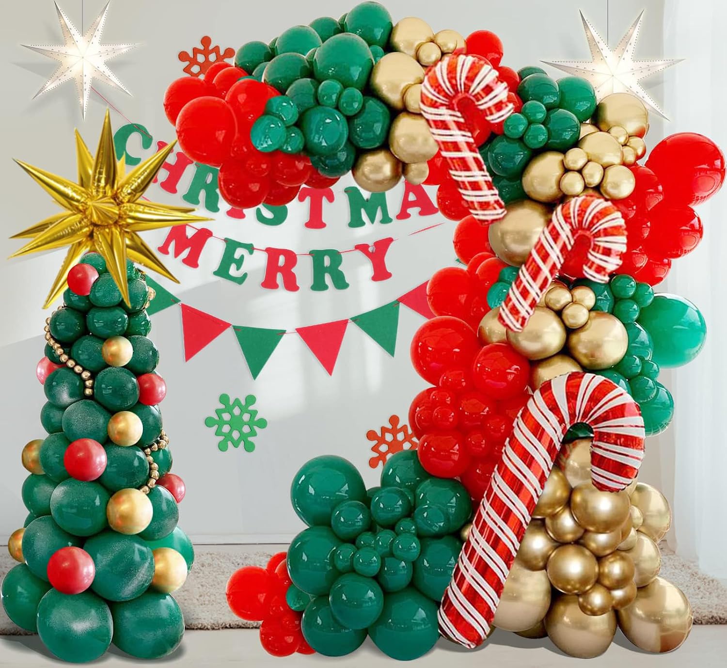 Balloon Arch Kit - Kerstballonboogset met rode, groene en gouden
