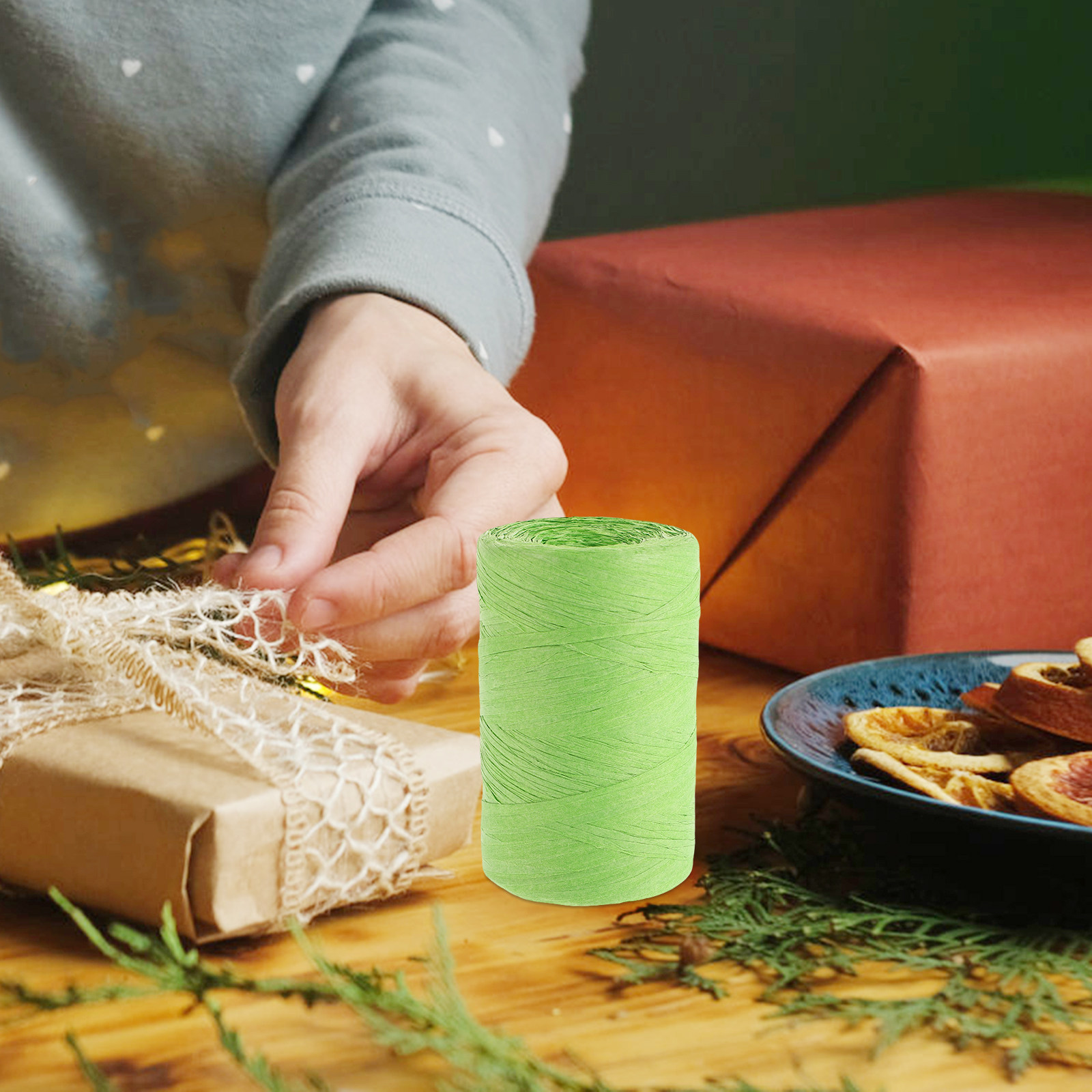 Raffia-papier gekleurd plat to - Papercraft Supply Ribbon recensie en prijs