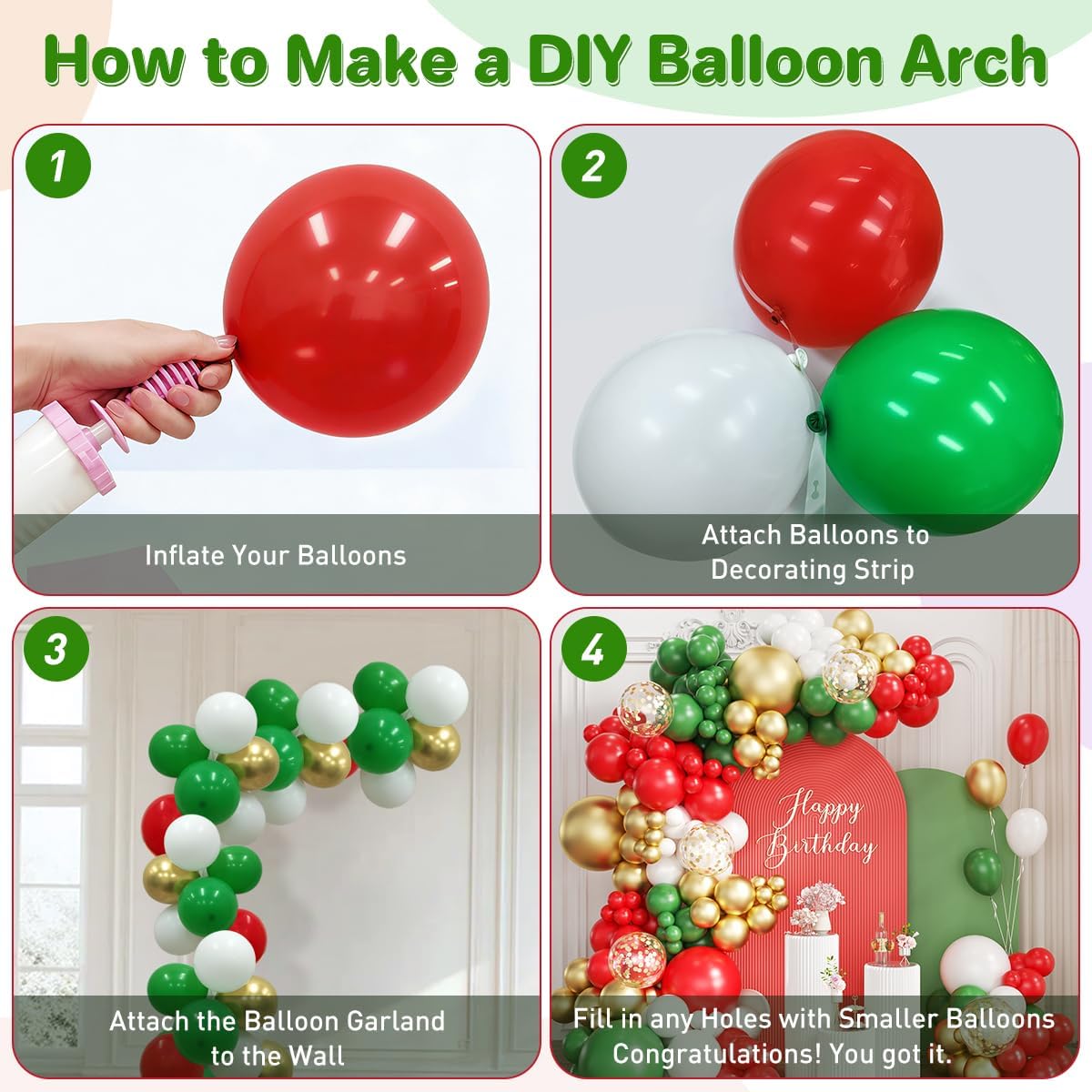 Rood Wit Groen en Goud Ballonn - Balloon Arch Kit recensie en prijs