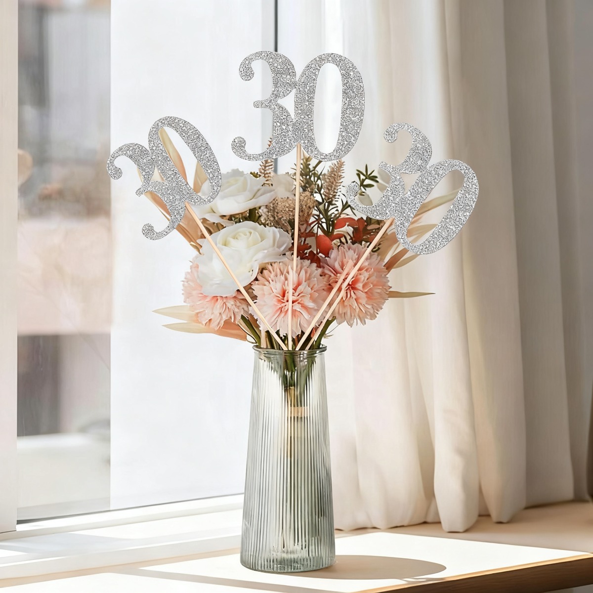 9 stuks zilveren glitter 30e v - Centerpiece Stick recensie en prijs