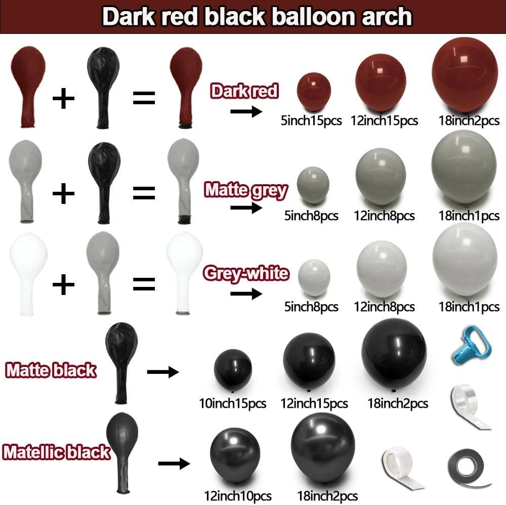 Donkerrood-zwarte ballonboogse - Balloon Arch Kit recensie en prijs