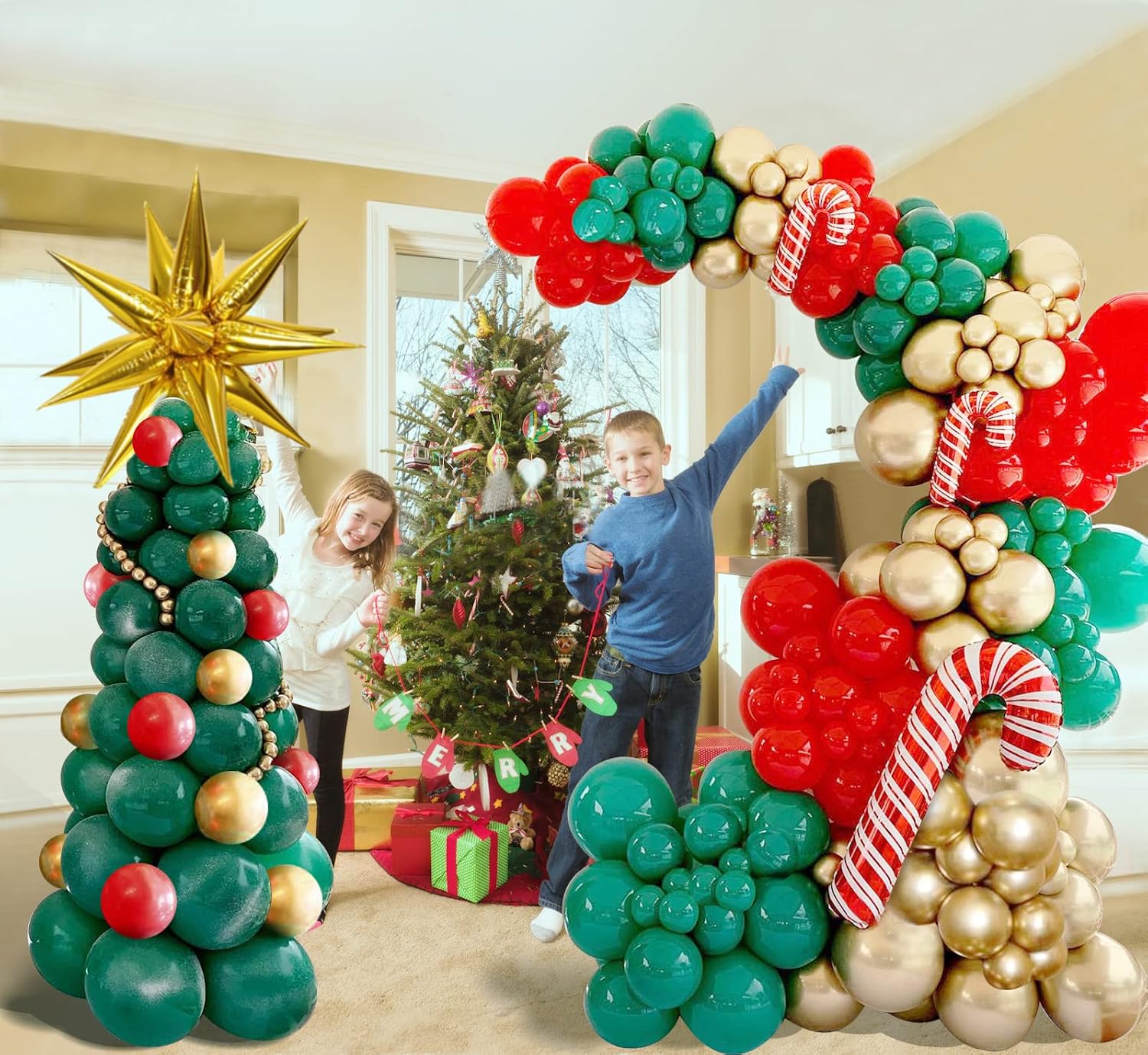 Kerstballonboogset met rode, g - Balloon Arch Kit recensie en prijs
