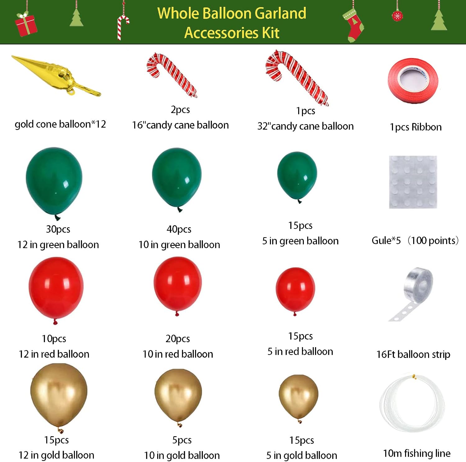 Kerstballonboogset met rode, g - Balloon Arch Kit recensie en prijs